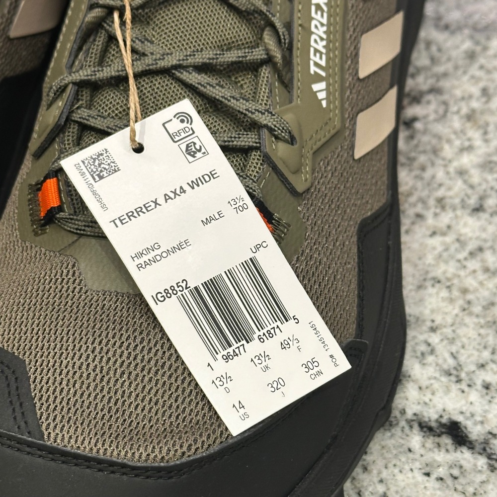 Adidas Terrex AX4 Wide Men's Hiking Trail Shoes Olive Green Orange Sz 14 - Picture 3 of 9